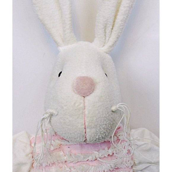 30" Stuffed Animal White Bunny Plush Chenille Pastel Dress Easter Spring Rabbit - Picture 2 of 9